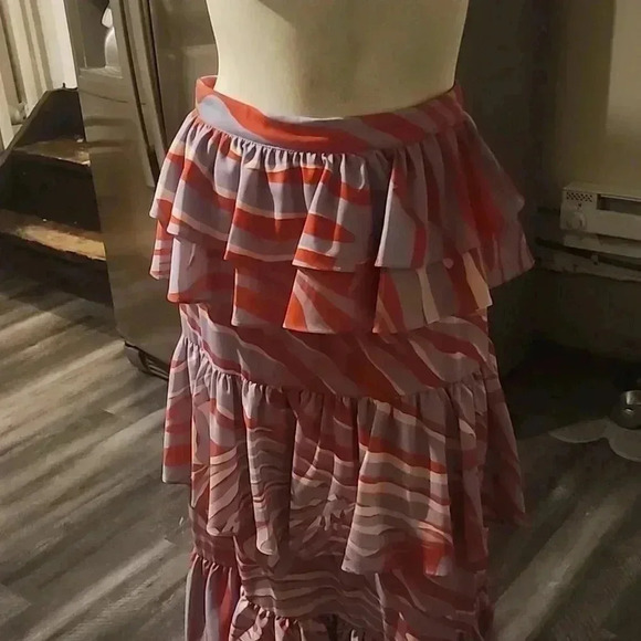 ONE33 SOCIAL PURPLE MULTI ZEBRA TIERED SKIRT SIZE 8 - Picture 4 of 6